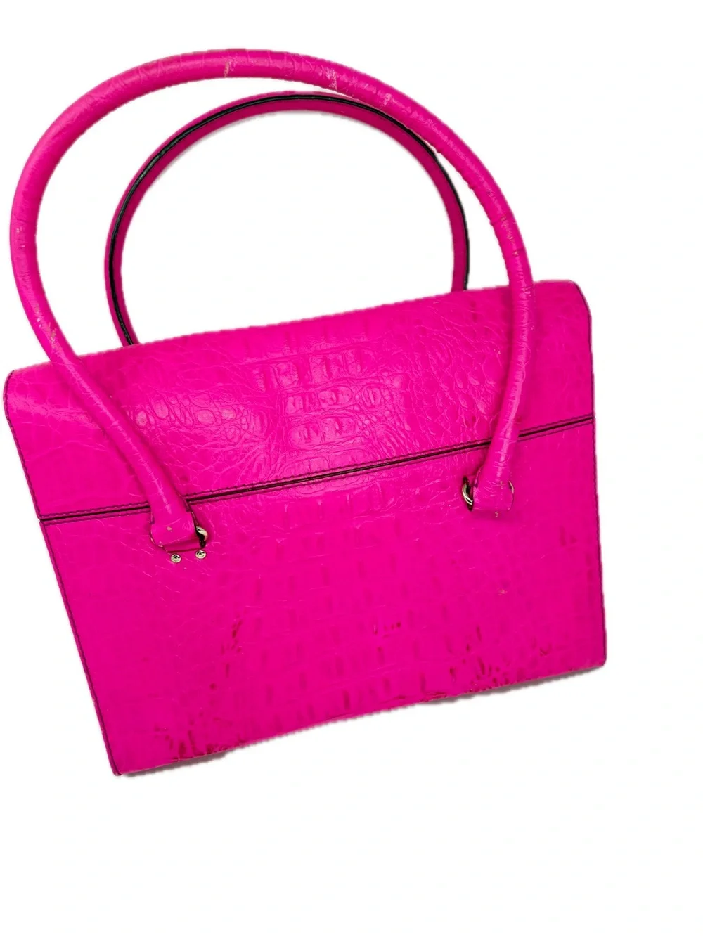 Kate Spade Sinclair Orchard Valley Pink Sapphire Croc-Embossed Shoulder Bag Tote